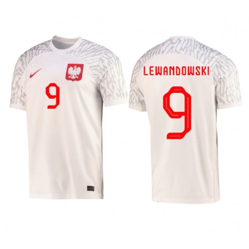 Fotballdrakt Herre Polen Robert Lewandowski #9 Hjemmedrakt VM 2022 Kortermet